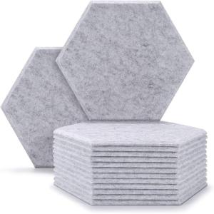 image12 Packs Acoustic Absorption PanelsAGPTEK 118x 102 x 035 Inches Hexagon Absorption PanelAcoustic Soundproofing Insulation Panel TilesGreat for Wall Decoration and Acoustic TreatmentSliver Grey