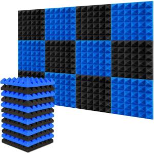 image2quotx12quotx12quot Sound Proof Padding AGPTEK 12 Packs Acoustic Foam Panels Sound Absorbing Foam for Recording Studio TV Room Kids Room Office and Podcast Recording Black and Blue