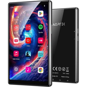 imageAGPTEK 5 128GB MP3 Player with Bluetooth and WiFi T09 Touch Screen Andriod 13 Music Player with Spotify Audible YouTube Up to 1TBBlackBlack