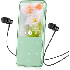 imageAGPTEK 64GB MP3 Player with Bluetooth M3 24 inch Music Player with Speaker and FM Radio Touch Buttons Supports Up to 128GBBlueGreen