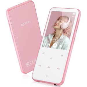 imageAGPTEK 64GB MP3 Player with Bluetooth M3 24 inch Music Player with Speaker and FM Radio Touch Buttons Supports Up to 128GBBluePink