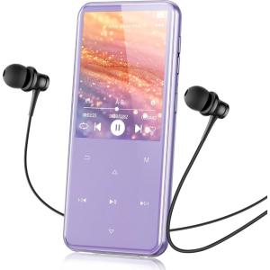 imageAGPTEK 64GB MP3 Player with Bluetooth M3 24 inch Music Player with Speaker and FM Radio Touch Buttons Supports Up to 128GBBluePurple