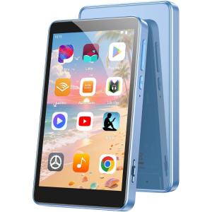 imageAGPTEK 96GB MP3 Player with Bluetooth and WiFi T08X 4 Android 14 MP4 Music Player with Spotify Audible APP Store Up to 1TB BlackBlue