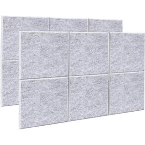 imageAcoustic Panel AGPTEK 12 Packs Acoustic Absorption Panels 12X12X04 Inches Sound Insulation Panels Beveled Edge Tiles High Density Acoustic Sound Absorbing Panels Great for HomeampampOfficesSliver Grey
