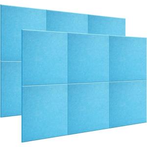 imageAcoustic Panel AGPTEK 12 Packs Acoustic Absorption Panels 12X12X04 Inches Sound Insulation Panels Beveled Edge Tiles High Density Acoustic Sound Absorbing Panels Great for Home ampamp OfficesBlue