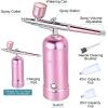 imageAGPTEK Rechargeable Airbrush Kit Bundle with Portable Spray Shelter Portable Airbrush Gun for Make up Tattoo Nail Art Cake Face Paint and Model Painting Pink