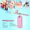 imageAGPTEK Rechargeable Airbrush Kit Bundle with Portable Spray Shelter Portable Airbrush Gun for Make up Tattoo Nail Art Cake Face Paint and Model Painting Pink