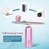 imageAGPTEK Rechargeable Airbrush Kit Bundle with Portable Spray Shelter Portable Airbrush Gun for Make up Tattoo Nail Art Cake Face Paint and Model Painting Pink