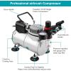 imageAir Compressor AGPTEK Airbrush Compressor Professional Airbrushing Paint System Upgraded Airbrush Compressor Kit with a 6FT Air Hose and an Airbrush Holder