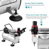 imageAir Compressor AGPTEK Airbrush Compressor Professional Airbrushing Paint System Upgraded Airbrush Compressor Kit with a 6FT Air Hose and an Airbrush Holder