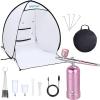 imageAGPTEK Rechargeable Airbrush Kit Bundle with Portable Spray Shelter Portable Airbrush Gun for Make up Tattoo Nail Art Cake Face Paint and Model Painting Pink