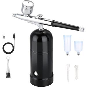 imageAGPTEK Airbrush Airbrush Kit Air Brush PenMini Air Compressor Airbrush Kit USB Rechargeable and Portable Airbrush Gun for Make up Tattoo Nail Art Cake Face Paint and Model Painting Black