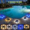 imageAGPTEK 5 in 1 Solar Driveway Lights Outdoor with Ground Spikes IP67 Waterproof Solar Lights with 5 Modes BlueWhiteWarmMixedFlashing for Deck Stairs Pathway Garden PatioHexagon 12 PackHexagon  4 Pack