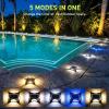 imageAGPTEK 5 in 1 Solar Driveway Lights Outdoor with Ground Spikes IP67 Waterproof Solar Lights with 5 Modes BlueWhiteWarmMixedFlashing for Deck Stairs Pathway Garden PatioHexagon 12 PackRectangle  4 Pack