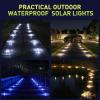 imageAGPTEK 5 in 1 Solar Driveway Lights Outdoor with Ground Spikes IP67 Waterproof Solar Lights with 5 Modes BlueWhiteWarmMixedFlashing for Deck Stairs Pathway Garden PatioHexagon 12 PackHexagon  4 Pack