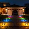 imageAGPTEK 12 Modes 9 in 1 Solar Outdoor Lights with Remote Control 12 Pack 30H RuntimeIP67 Waterproof3Ton Load Capacity RGB Color Changing Deck Lights for PatioGardenDrivewayDockStairsRectangleRound  4 Pack