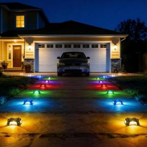 imageAGPTEK 12 Modes 9 in 1 Solar Outdoor Lights with Remote Control 12 Pack 30H RuntimeIP67 Waterproof3Ton Load Capacity RGB Color Changing Deck Lights for PatioGardenDrivewayDockStairsRectangleRectangle  12 Pack