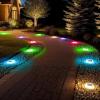imageAGPTEK RGB Solar Deck Lights with Remote Control 4 Pack OneClick Sync Group Control amp 10 Light Modes amp RGB Chasing Outdoor Decorative Driveway Marker for Pathway Dock Step Walkway Yard Garden12 Pack