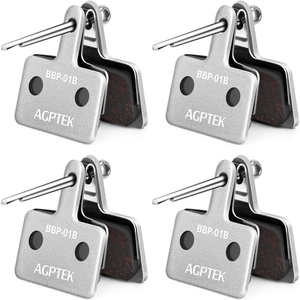 image:imageAGPTEK Bike Brake Pads HighPerformance Brake Pads Disc Brake Pads amp Spring SemiMetallicampResin for Mountain Bike Disc BrakesBike Pads Compatible with TRP Tektro Shimano Deore Br4 Pairs SemimetalSilver